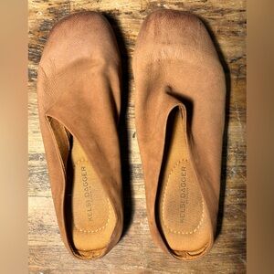 Kelsi Dagger suede closed toe, open back slides